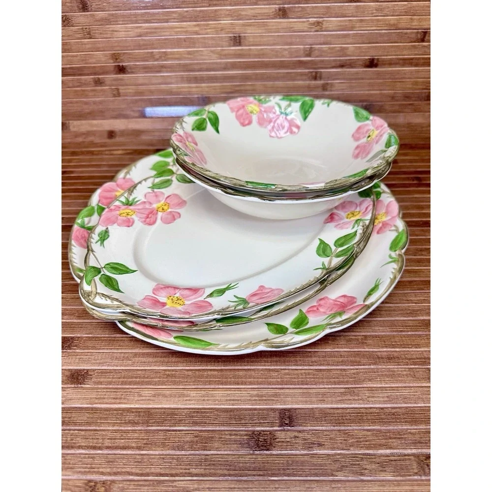 True Vintage Franciscan Desert Rose USA Serving Set 3 Platters 2 Veggie Bowls